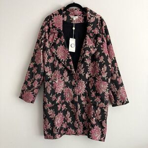 FOR LOVE & LEMONS Luella Jacket Womens Medium Floral Metallic Jacquard Layering